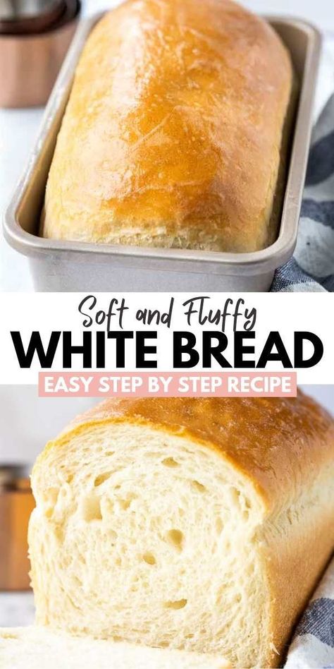 Soft Bread Recipe, Homemade White Bread, Pembuat Roti, White Bread Recipe, Homemade Bread Recipes Easy, Dinner Side, Sliced Bread, Cloud Bread, Best Bread Recipe