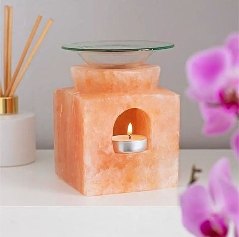 � This stylish cube shaped Himalayan Salt Oil Burner will look great in your room. Himalayan salt oil burner pairs beautifully with the salt's natural variations of pink hues. Place a tealight inside and your choice of fragrance oil or wax melts on the glass dish to fill the home with fragrance. Do not leave unattended. Allow to cool before moving or washing. For wholesale import inquiries: info@afnansaltdealer.com What's app:+923091054371 Dm us for more details. #himalayansalt #saltlamps... Candle Burner, Himalayan Salt Lamp, Wax Melters, Salt Lamp, Wax Burner, Candle Warmer, Oil Burner, Fragrance Diffuser, Himalayan Salt