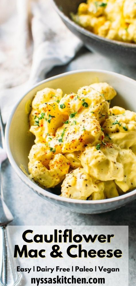 Paleo Mac And Cheese Recipe, Dairy Free Cauliflower Mac And Cheese, Whole 30 Mac And Cheese, Cauliflower Mac And Cheese Vegan, Dairy Free Cauliflower Recipes, Vegan Cauliflower Mac And Cheese, Paleo Mac And Cheese, Healthiest Recipes, Dairy Free Mac And Cheese