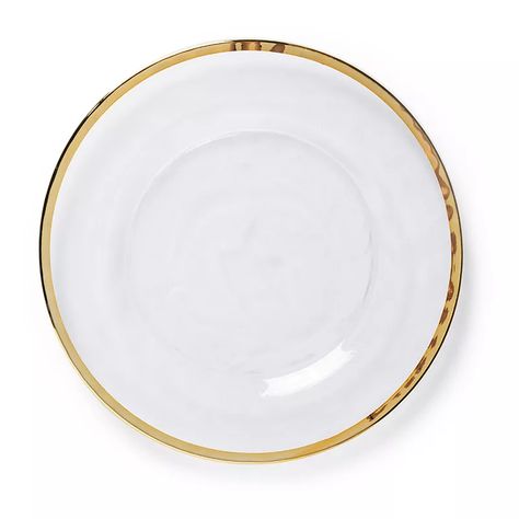 Gold Rim Charger Plate, Charger Plates Wedding, Plates Wedding, All Season Room, Gold Charger Plate, Hotel Linen, Glass Charger Plates, Clear Plates, Gold Chargers