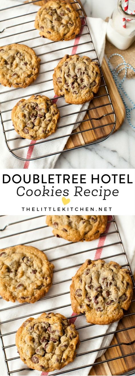 DoubleTree Hotel Chocolate Chip Cookies thelittlekitchen.net Hotel Chocolate Chip Cookies, Doubletree Cookie Recipe, Doubletree Cookies, Hotel Chocolate, Samosa, Yummy Sweets, How Sweet Eats, Eat Dessert, Cookie Desserts