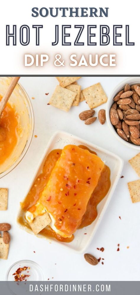 This easy recipe for Sweet & Spicy Apricot Dip is made with just a handful of ingredients and is ready in less than 5 minutes! Perfect for parties, holidays (Christmas, Thanksgiving, etc), or any event that could use a vintage flair! This Hot Jezebel Dip was a Southern classic in the 1970s and is the perfect balance of sweet, spicy, and creamy. Jezebel Dip, Sweet Chili Dipping Sauce, Dip With Cream Cheese, 1970s Aesthetic, Food For Parties, Glazed Meatballs, Spicy Appetizers, Classic Appetizers, Dips And Appetizers