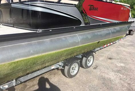 How to Clean Algae Off Your Pontoons Quickly & Easily (BEST HACK) Best Pontoon Boats, How To Clean Aluminum, Lake House Rentals, Boat Cleaning, Best Cleaner, Bowfishing, Aluminum Boat, What To Use, Cool Mirrors