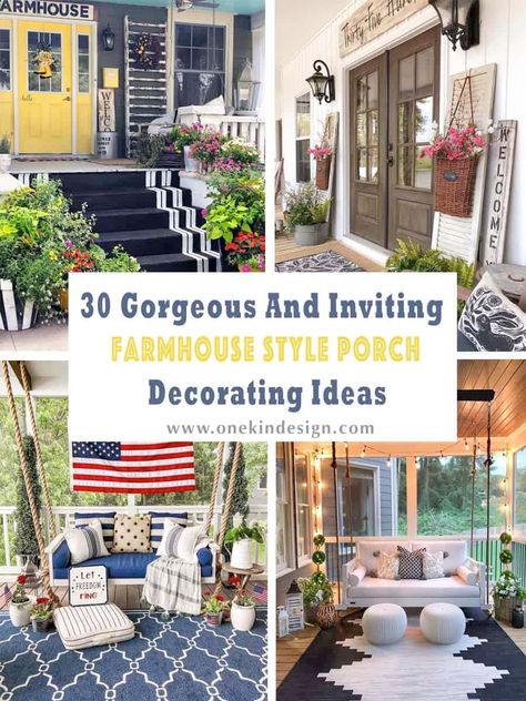 30 Gorgeous And Inviting Farmhouse Style Porch Decorating Ideas Porch House, Farm House Livingroom, Farmhouse Patio, Porch Decorating Ideas, Clean Decor, Front Porch Design, Farmhouse Front Porches, Porch Furniture, Farmhouse Garden