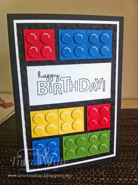 Lego Birthday Cards, Lego Card, Punch Art Cards, Lego Blocks, Birthday Cards For Boys, Bday Cards, Boy Cards, Lego Birthday, Kids Birthday Cards