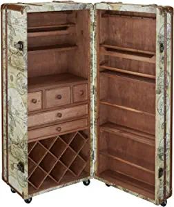 Amazon.com: Design Toscano Italian-Style World Map Cocktail Bar Steamer Trunk, 49.5 Inch, full color : Home & Kitchen Diy Bar Shelf Ideas, Diy Bar Shelves, Bar Shelf Ideas, Wicker Trunk, Wooden Trunks, Bar Shelf, Glassware Storage, Storage Trunks, Deep Shelves