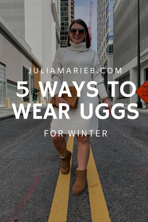 5 WAYS TO WEAR UGG BOOTS FOR WINTER: THE RULE OF 5 Ugh Classic Ultra Mini Outfit, Short Ugg Boots Outfit, Low Uggs, How To Style Ugg Boots, Ugg Boot Outfits, How To Wear Ugg Boots, How To Wear Uggs, How To Style Uggs, Ugg Boots Outfit Winter