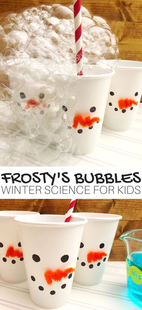 Winter Bubble Science and Winter STEM with bubbles. Easy snowman theme science and STEM activity for winter to enjoy with kids. This STEM activity for kids will be a hit. Brush away the winter blues and grab this winter science activity for kids. Bubble Science Experiment, Mandala Tattoo Lotus, Bubble Science, Fun Science Experiments For Kids, Kids Experiments, Science Activities For Toddlers, Winter Bubble, Winter Stem Activities, Winter Science Activities