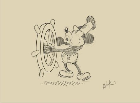 Steamboat Willie by EduardoSQ.deviantart.com on @DeviantArt Steamboat Mickey, Mickey Sketch, Mickey Mouse Sketch, Ub Iwerks, Disney Animation Art, Disney Character Drawings, Disney Drawings Sketches, Sketchbook Pro, Mickey Mouse Art