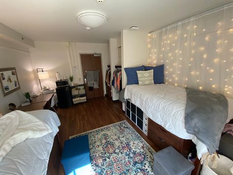 Dennison Hall 128, 2022 College Goals, Dorm Inspo, Dorm Ideas, Redecorate Bedroom, College Dorm Rooms, Dorm Room Decor, College Dorm, Built Ins, Dorm Rooms