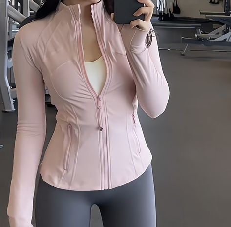 ig: kaloriezzz athletic wear aesthetic #lululemon #pinkcore #gym #athletic #athletics #pink #itgirl #aesthetic #fashion #coquette #fashionstyle #pink #lululemonoutfit #style #stylefashion Aesthetic Pink Workout Outfit, Light Pink Athletic Outfit, Pink Gym Wear, Kawaii Gym Clothes, Meadowsweet Pink Lululemon, Light Pink Lululemon Jacket, Lululemon Pink Jacket, Coquette Athletic Outfit, Pink Athleisure Outfits