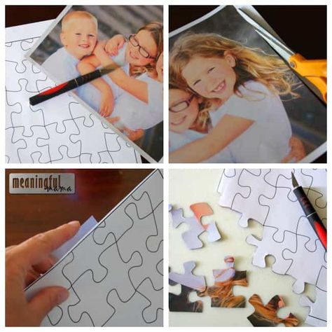 Today I'm going to show you how we made a DIY magnet photo puzzle for the refrigerator. Photo Puzzle Diy, Mod Podge Photo Transfer, Magnet Photo, Personalized Puzzle, Diy Mother's Day Crafts, Diy Magnets, Puzzle Photo, Diy Puzzles, Puzzle Crafts