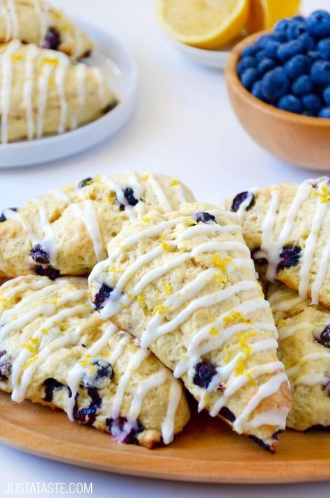 Lemon Blueberry Scones, Blueberry Lemon Scones, Blueberry Scones Recipe, Lemon Scones, Homemade Goodies, Just A Taste, Blueberry Scones, Blueberry Recipes, Fun Recipes