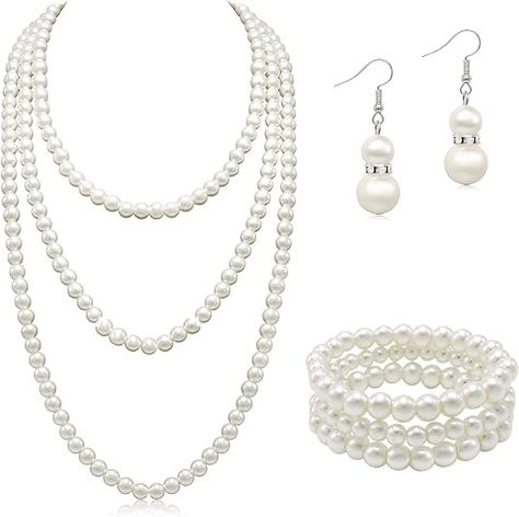 Amazon.com: Aisansty,Long Pearl Necklace for Women Layered Cream White Faux Pearl Beads Strand Necklace Costume Jewelry,Diameter Pearl 8MM,69": Clothing, Shoes & Jewelry Long Pearl Necklace, Long Pearl Necklaces, Pearl Strand, Pearl Necklaces, Pretty Necklaces, Pearl Strands, Necklaces For Women, Layered Necklace, Bead Strand