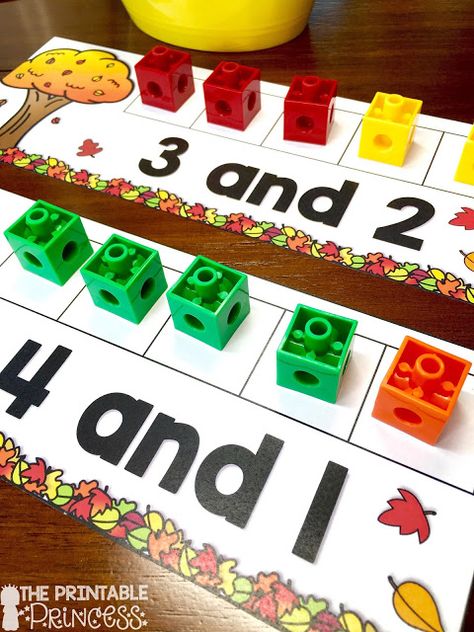 Easy Fall Centers for Kindergarten {Plus Some Fall Freebies}! Leaf Activities, Kinder Math Centers, Centers For Kindergarten, Fall Centers, Printable Princess, Daily Five, Math Centers Kindergarten, Fall Math, Fall Kindergarten