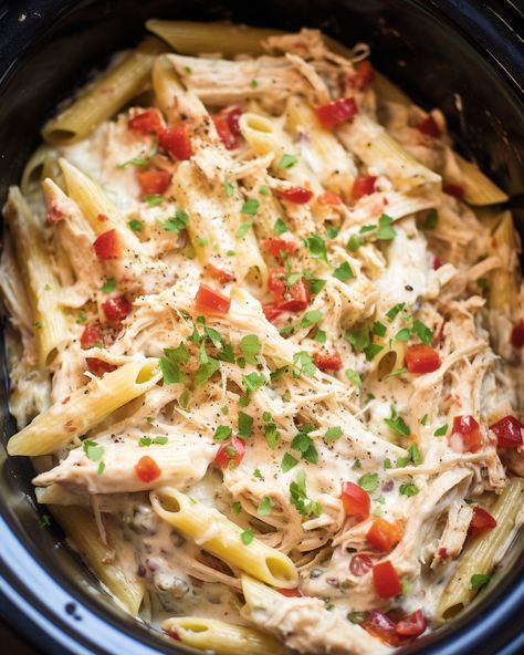 My spouse is hooked to this recipe. We wrap up eating 1 helping and he immediately requests seconds Hot Dish For A Crowd, Creamy Ranch Chicken, Cooktop Cove, Pasta Lunch, Creamy Ranch, Crockpot Dinners, Scrumptious Food, Crockpot Cooking, Crockpot Dishes