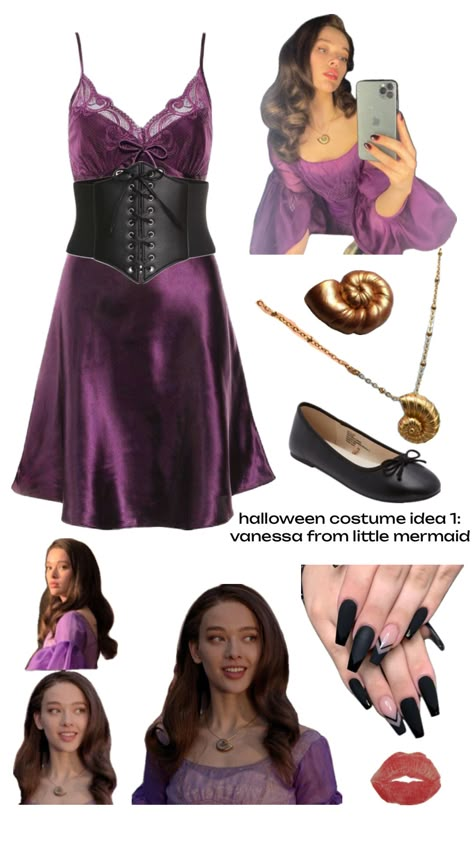 #costumeidea #halloweeninspo #littlemermaid2023 #vanessa Ursula Costume Diy, Movie Character Outfits, Disney Villain Costumes, Villain Dresses, Halloween Costumes Brunette, Little Mermaid Outfit, Ursula Costume, Halloween Villain, Spirit Week Outfits