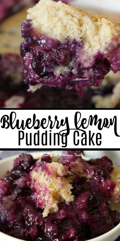 Blueberry Pudding Cake, Blueberry Pudding, Blueberry Desserts Recipes, Lemon Pudding Cake, Blueberry Pie Filling, Dessert Simple, Blueberry Desserts, Lemon Pudding, Blueberry Recipes