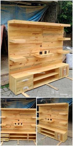 Pallet Furniture Tv Stand, Home Blueprints, Garden Pub, Deco Tv, Pallet Tv, Pallet Tv Stand, Bar Image, Bar Garden, Woodworking Project Plans