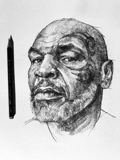 Mike Tyson Sketch, Sketch Book Portrait, Mike Tyson Drawing, Famous People Drawings, Easy Portrait Drawing, Cartoon Tattoo Ideas, Animated Shows, Character Tattoos, Celebrity Artwork