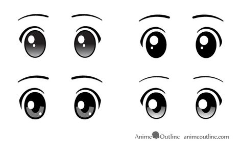 How to Draw Different Types of Anime Eyes - AnimeOutline Different Types Of Anime Eyes, Types Of Anime Eyes, Tutorial On Drawing, Face Doodles, Chibi Manga, How To Draw Eyes, Chibi Eyes, Chibi Body, Manga Eyes