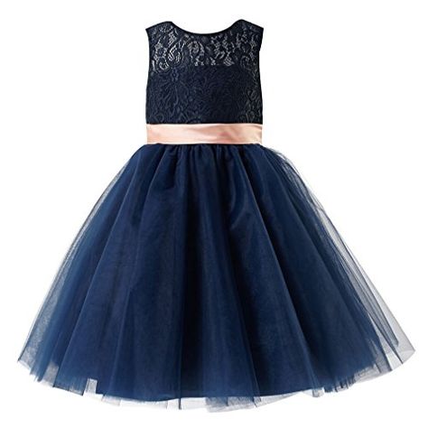 Short Girl Dress, Kids Bridesmaid Dress, Flower Girl Dresses Navy, Blue And Blush Wedding, Flower Girls Dresses, Tulle Bow, Tulle Bows, Kids Fashion Dress, Kids Dresses