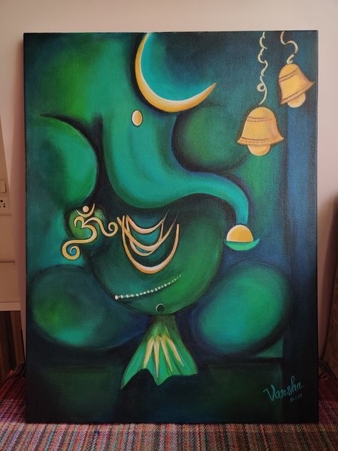 Composition Painting Acrylics, Painting On Diwali, Lord Vishnu Art Painting, Abstract God Painting, Canvas Painting Ideas For Bedroom, Backgrounds For Paintings, Ganpati Paintings Creative, Diwali Painting Canvas, Paintings To Gift