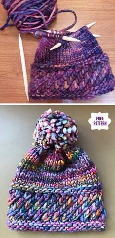 Perky Little Knit Hat - Free Pattern Kids Knitted Hats Patterns Free, Easy Things To Knit For Beginners, All Free Knitting, Intermediate Knitting Patterns, Knitting For Beginners Hats, Hat Patterns Free, Knitting Patterns Free Hats, Beginner Knitting Patterns, Knitting Hats