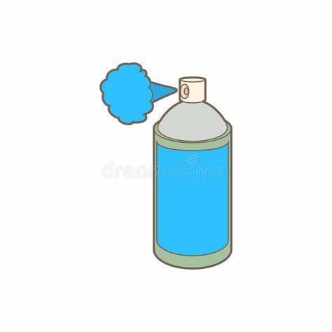 Spray bottle with gas cloud icon, cartoon style vector illustration Spray Bottle Drawing, Blue White Background, Hair Color Spray, Bottle Drawing, Cloud Icon, Free Download Photoshop, Color Spray, Illustration Style, Background Illustration