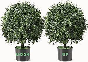 24''T Artificial Boxwood Ball Topiary Tree, Set of 2 Boxwood Ball-Shaped Artificial Topiary【UV Resistant】, for Porch Outdoor or Indoor Potted Bushes, Plants For Front Porch, Ball Topiary, Boxwood Plant, Porch Outdoor, Boxwood Balls, Topiary Tree, Artificial Topiary, Boxwood Topiary