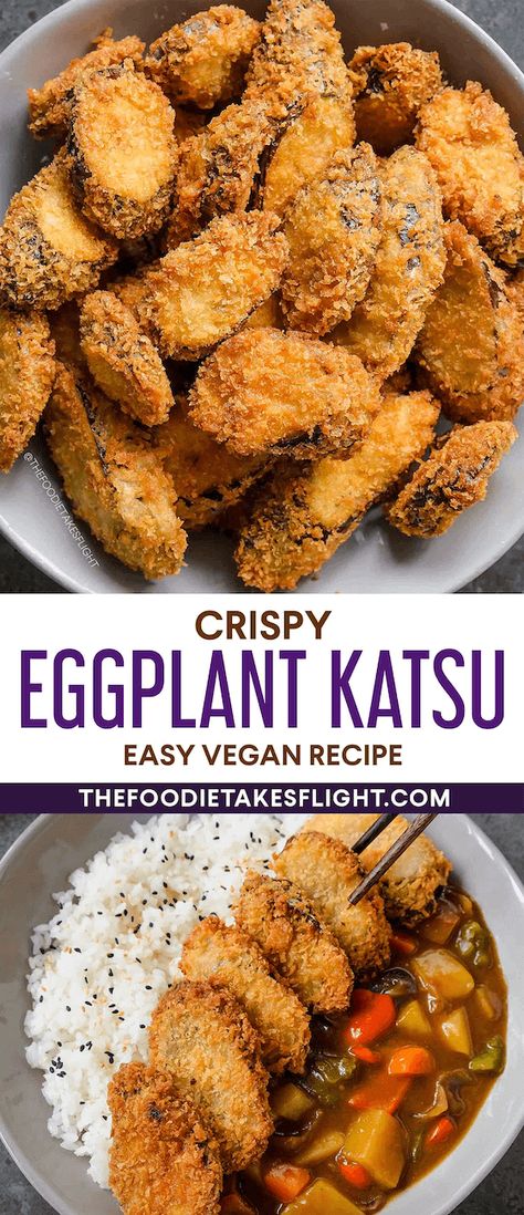 Eggplant Recipes Crispy, Healthy Eggplant Dinner Recipes, Cooking With Eggplant, Vegan Fried Eggplant, Vegan Asian Eggplant Recipes, Egg Plant Fried, Crumbed Eggplant Recipes, Vegetarian Food Ideas Easy, Vegan Fried Eggplant Recipes