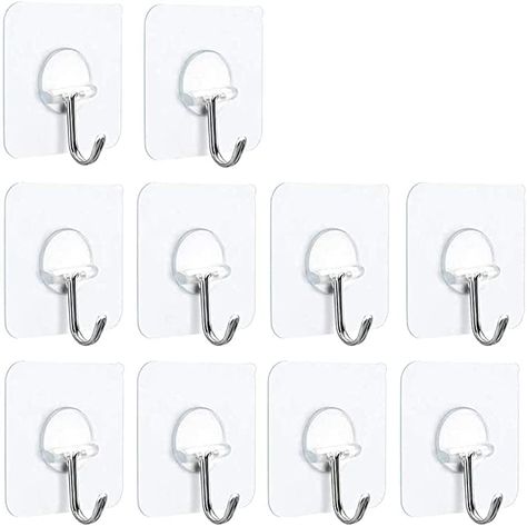 We needed to find something small and inexpensive to hang up bath towels and other items in our kids bathroom and these did the trick! It sticks on all surfaces and can hold things up to 15lbs. Pretty impressive for how small they are. Transparent Wall, Bath Towel Hooks, Plant Hooks, Suction Cup Hooks, Adhesive Hooks, Adhesive Wall Hooks, Ceiling Hooks, Picture Hook, Shower Hooks