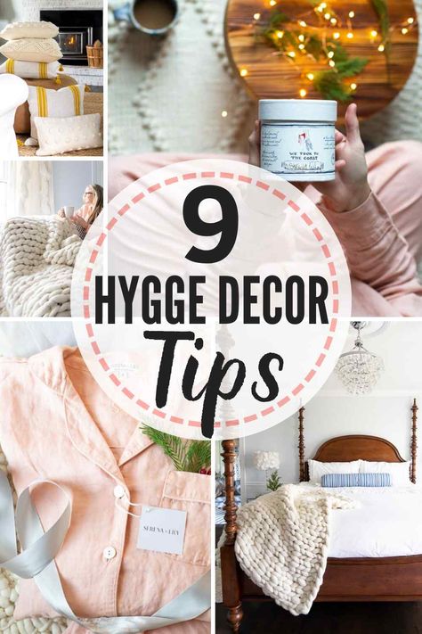 Heard of Hygge? That cozy aesthetic that creates a warm, comfortable home...especially during the cold winter months? Here are 9 simple, easy to implement tips for creating hygge decor in your home! #hygge #hyggehome #hyggedecor #hyggeaesthetic #hyggedecoratingideas #hyggeideas #hyggelifestyle #hyggebedroom  #hyggelivingroom #winterhygge #hyggetips #hyggedefinition #hyggeinspiration Danish Hygge Decor, Winter Hygge Aesthetic, Winter Hygge Decor, Hygge Essentials, Hygge Classroom, Hygge Nursery, Hygge Inspiration, Easy Home Decor Ideas, Hygge Living Room