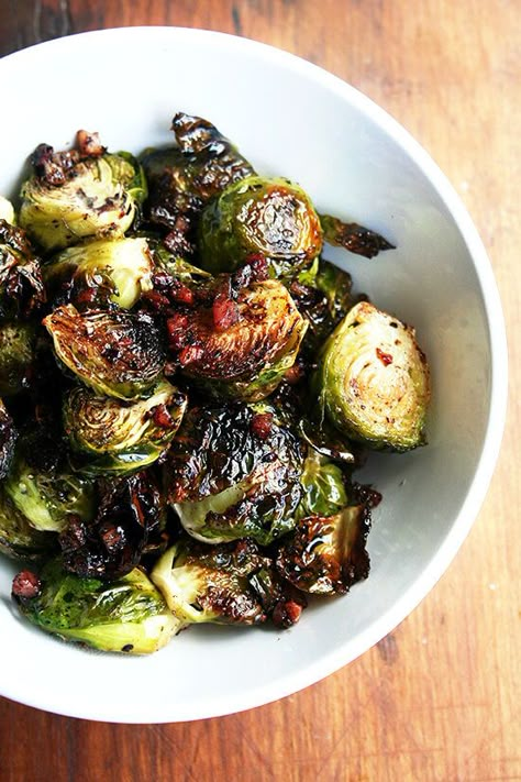 Ina Garten’s Roasted Balsamic Brussels Sprouts | Alexandra’s Kitchen Balsamic Brussel Sprouts, Roasted Brussel Sprouts, Veggie Dishes, Brussels Sprouts, Vegetable Side Dishes, Vegetable Dishes, Brussel Sprouts, Side Dish Recipes, A Bowl