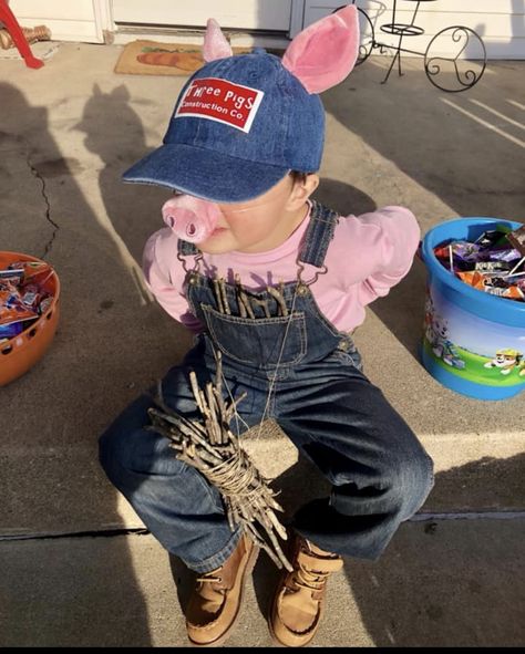 Three pigs costume Three Pigs Costume, 3 Little Pigs Costume, Three Little Pigs Halloween Costumes, Farm Animals Halloween Costumes, Three Little Pigs Costume, Diy Pig Halloween Costume, Flying Pig Costume, Kids Pig Costume, Infant Pig Costume