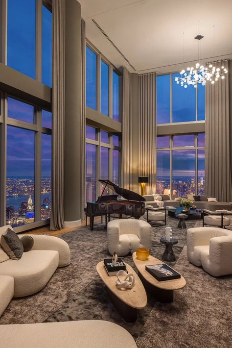 Penthouse Apartment Aesthetic, Apartamento New York, Penthouse Aesthetic, Appartement New York, Penthouse Luxury, Penthouse Interior, Nyc Penthouse, Penthouse Design, Penthouse Living