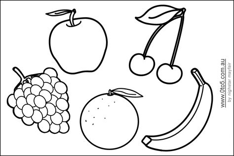 Fruit Template Printable Fruit Templates Free Printable, Fruits Template, Banana Template, Fruit Stencils, Fruit Template, Cornucopia Craft, Bat Template, Fruit Coloring, Vegetable Coloring Pages