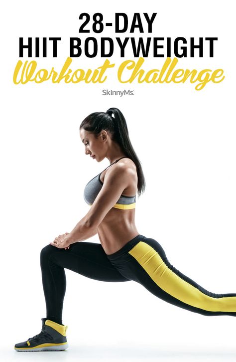 Build muscle and strength with our 28-Day HIIT Bodyweight Workout Challenge. 28 Day Challenge Workout, Body Weight Hiit Workout, Intense Leg Workout, 20 Minute Hiit Workout, Hiit Benefits, 28 Day Challenge, Build Muscle Mass, Basic Workout, Endurance Training