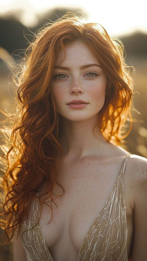 Unique People Faces, Red Head Makeup Looks, Red Hair Green Eyes, Ginger Models, Cyberpunk Female, Beautiful Freckles, Pretty Redhead, Creation Photo, Red Haired Beauty