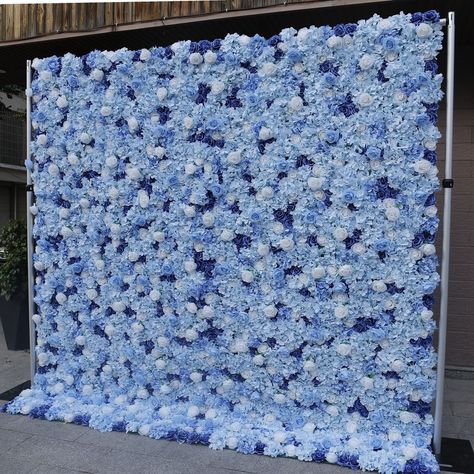 Flower Wall For Wedding Arrangement Event Salon Party Photography Backdrop Fabric Rolling Up Curtain Fabric Cloth Material:fabric & simulation flowers Size(Notes: 1m=3.28ft=39.37in): 1mx1m(3.28ftx3.28ft) 1.22mx2.44m(4ftx8ft) 2.44mx2.44m(8ftx8ft )as main pictures showed The price $230 is for 1 square meter , the main picture size is 8 ft x 8ft,normally customers buy 8 ft x 8ft, will come two packages with two pieces fabric flower wall, 4ftx8ft*2. If you can not find the size you want please feel Roll Up Flower Wall, Blue Backdrop Ideas, Blue And White Flower Wall, Pink Blue Flower Wall, Flower Wall With Neon Sign Blue, 21st Decor, Blue And White Flower Wall Backdrop, Wall For Wedding, Blue Flower Wall