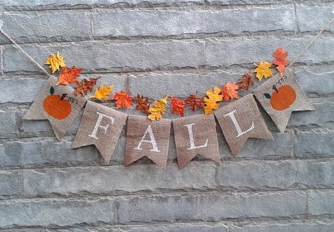 FALL Burlap banner  Fall banner fall decor by Sunshineatheart Fall Burlap Banner, Fall Photo Props, Fall Leaf Garland, Thanksgiving Banner, Thanksgiving Decorations Diy, Fall Banner, Holiday Banner, Thanksgiving Diy, Perfect Thanksgiving