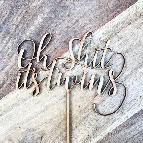 Oh Shit It's Twins Cake Topper Finally Cake Topper, Twin Baby Shower Cake, Baby Shower Topper, Confirmation Cake Topper, Twins Cake, Engagement Cake Toppers, Twins Baby Shower Invitations, Twins Baby Shower, Baby Shower Cake Topper