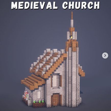 Minecraft Medieval Church, Minecraft Medieval Village, Minecraft Medieval House, Minecraft Kingdom, Medieval Church, Rumah Minecraft Sederhana, Minecraft Structures, Bangunan Minecraft, Minecraft Cottage