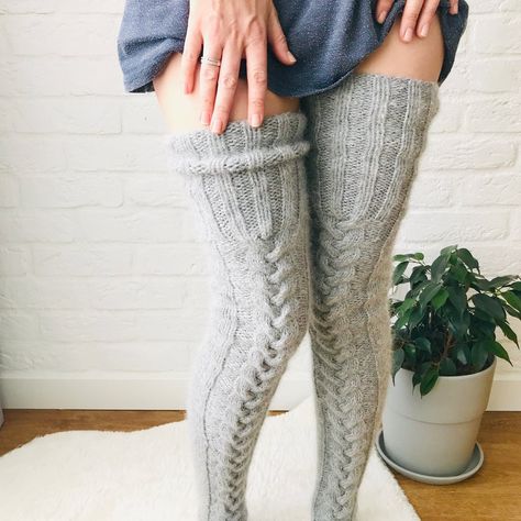 Knitting pattern Thigh higs socks plus size Cable knit socks | Etsy Socks Over Leggings Outfit, Socks Over Leggings, Thigh High Socks Plus Size, Winter Stockings, Cable Knit Socks, Over The Knee Socks, Legging Outfits, Thigh High Socks, Long Socks