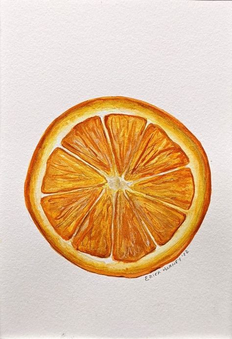 Orange Slices Watercolor, Orange Slice Art, Orange Slice Drawing, Orange Slice Painting, Oranges Drawing, Orange Drawings, Painting Of Oranges, Art Explained, Orange Paintings