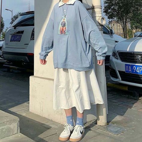 Outfit Korean, Kawaii Fashion Outfits, Cute Shirt, White Skirt, Kawaii Clothes, Korean Street Fashion, Korean Outfits, Kawaii Fashion, Modest Outfits