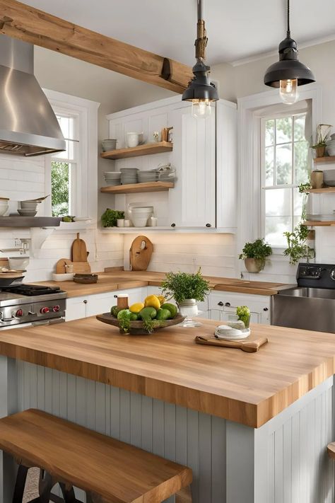 25 Small Farmhouse Kitchen Ideas With Charming Rustic Touches Small Farmhouse Renovation, Farmhouse Kitchen Small Space, Montana Barndominium, Old Farmhouse Kitchen Remodel, Farmhouse Small Kitchen Ideas, Farmhouse Kitchen Island Ideas, Small Farmhouse Kitchen Ideas, Rustic Farmhouse Interior, Cozy Kitchens