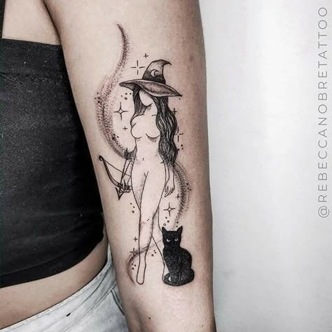 Wicca Tattoo, Witchcraft Tattoos, Wiccan Tattoos, Witch Tattoo, Muster Tattoos, Geniale Tattoos, Spooky Tattoos, Best Sleeve Tattoos, Halloween Tattoos