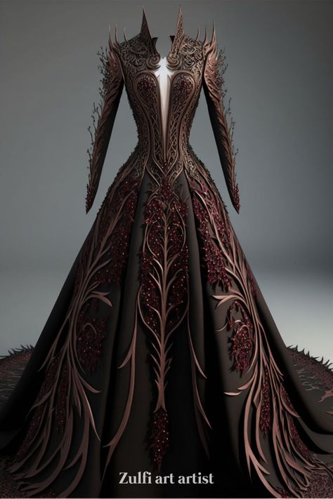 Gothic dress. Welcome to my fantasy world. My fantasy art created with AI. More you can find on my Tik-Tok @aibubonika Fantasy Medieval Dress, Black Fantasy Dress, Fantasy Queen, My Fantasy World, Fantasy Dresses, Fantasy Gowns, Fairytale Dress, Gothic Dress, Fantasy Dress