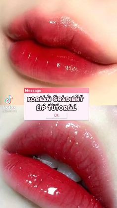 Kbeauty Korean Lips, Cute Beginner Makeup Looks, Korean Mekup Cute, How To Do Gradient Lips, Korean Lip Gradient, Korean Glass Lips, Perfect Lips Tutorial, Gradient Lips Tutorial Korean Makeup, Korean Gradient Lips Tutorials